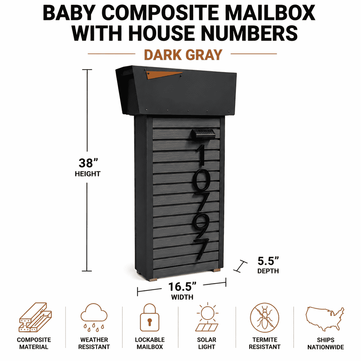 Baby Norx Composite with Frame Top-Mount Mailbox