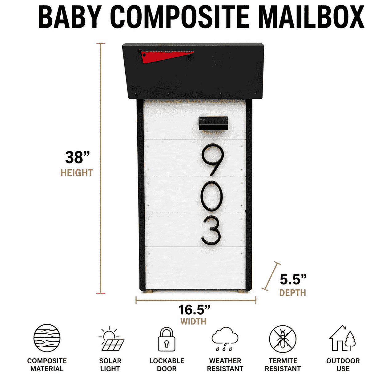 Buzón Baby de Composite con Números de Casa