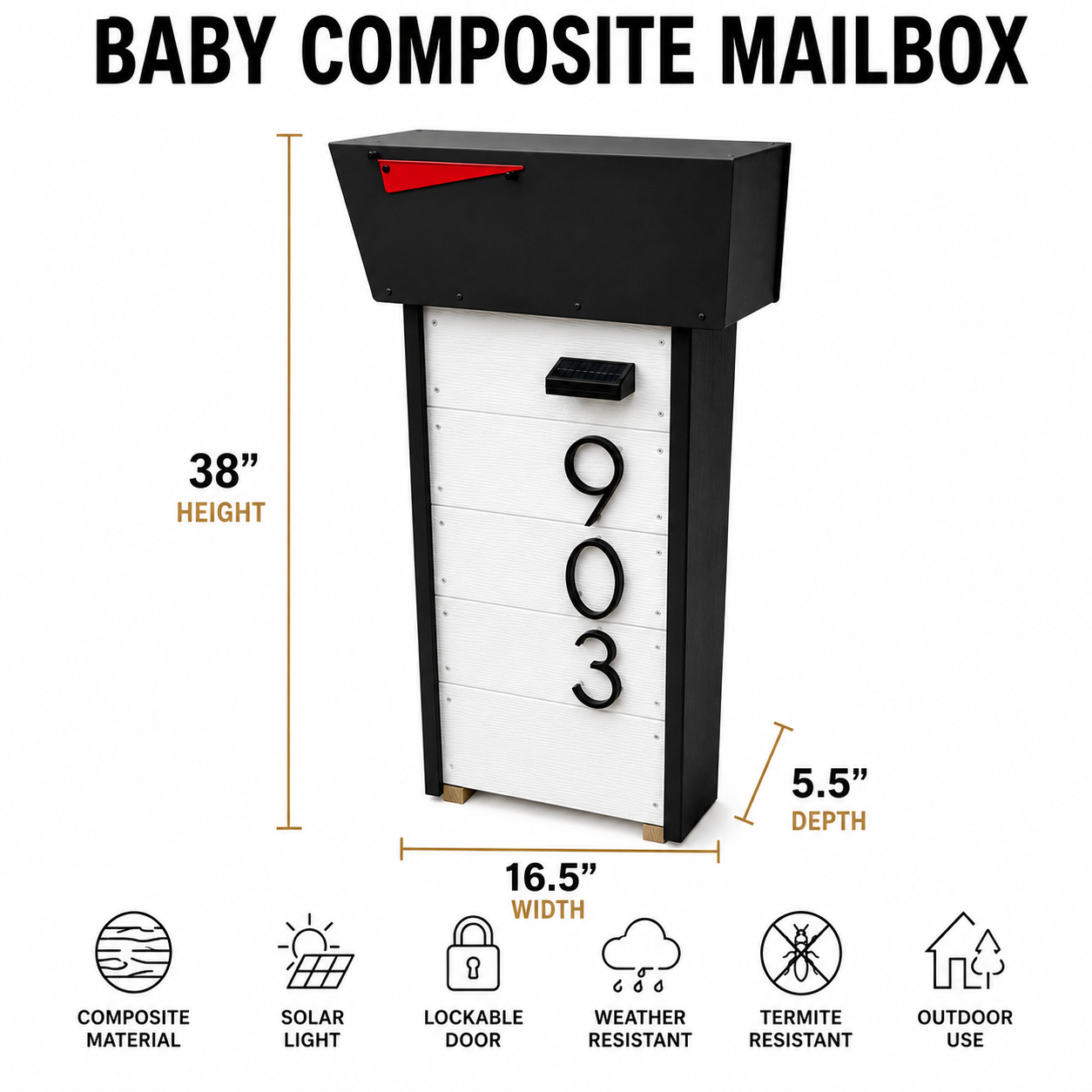 Buzón Baby de Composite con Números de Casa