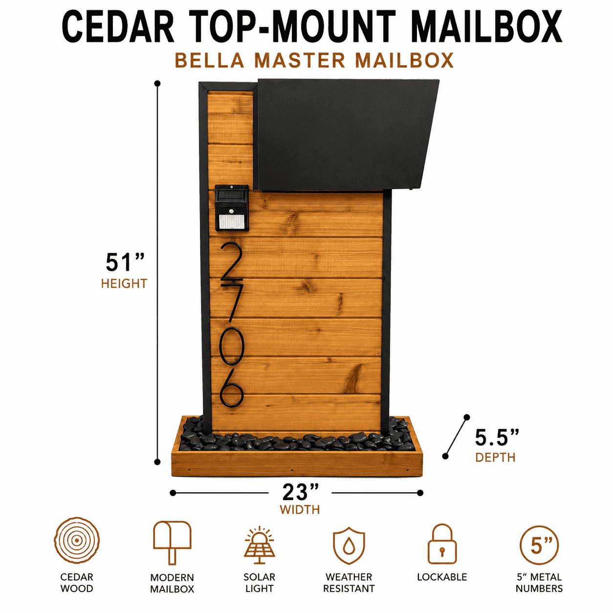 Cedar Top-Mount Mailbox