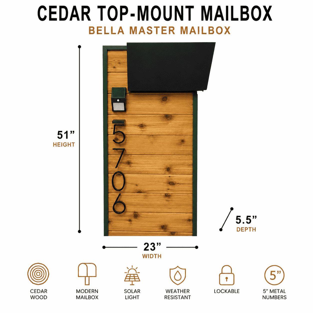 Cedar Top-Mount Mailbox