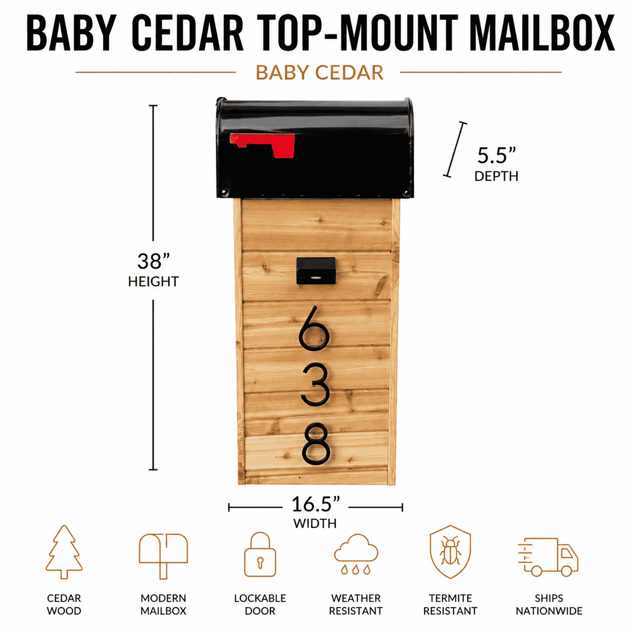 Baby Cedar Top-Mount Mailbox