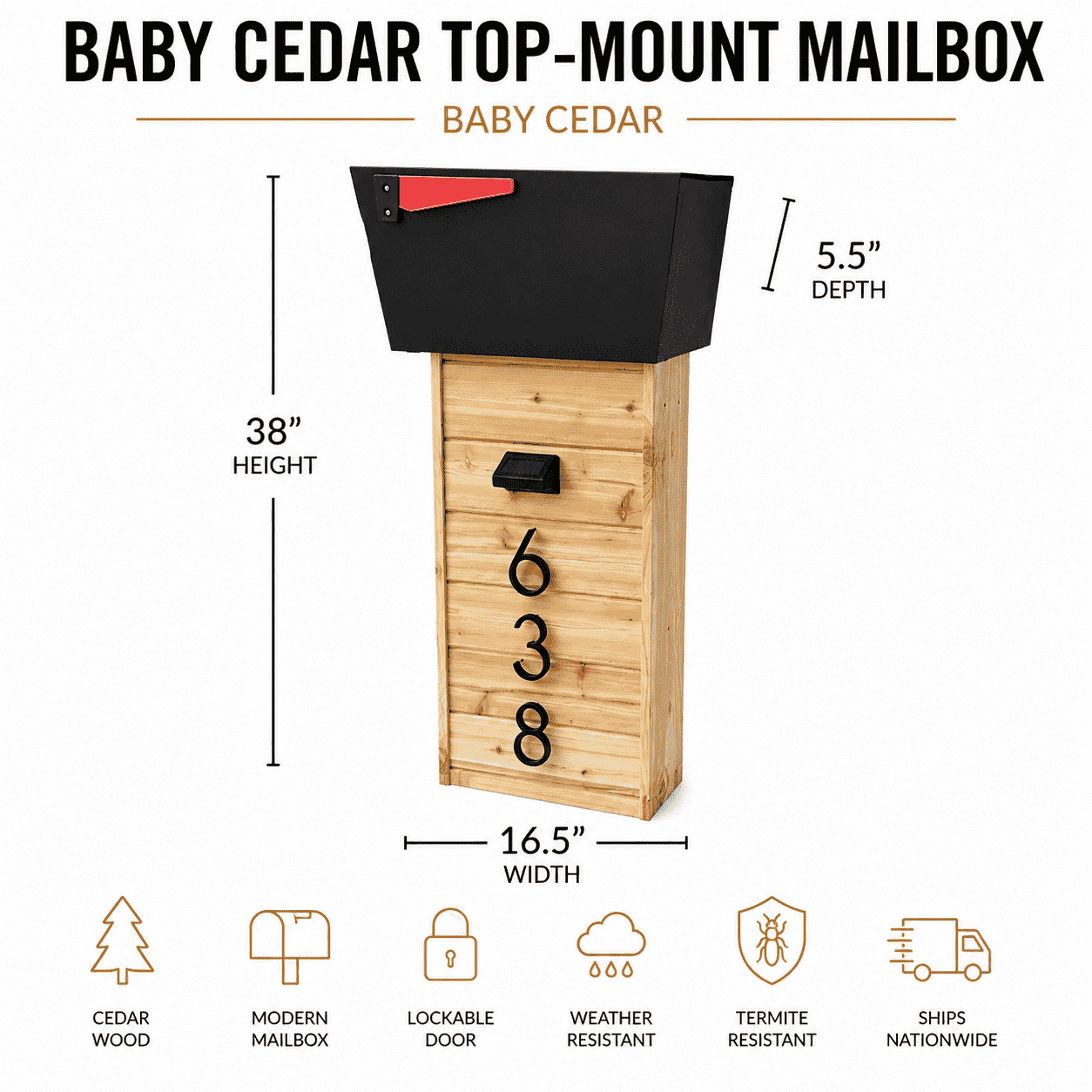 Baby Cedar Top-Mount Mailbox