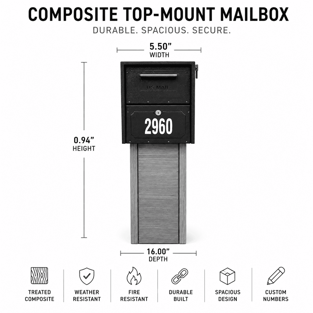 Composite Top-Mount Mailbox