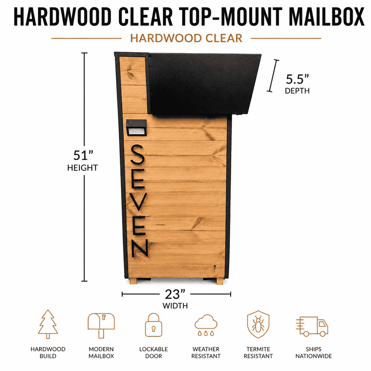 Buzón de Madera Dura Natural con Montaje Superior