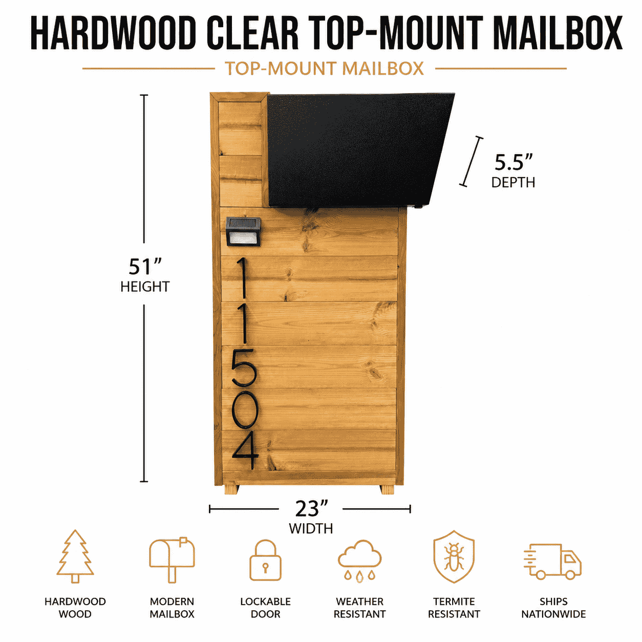 Buzón de Madera Dura Natural con Montaje Superior