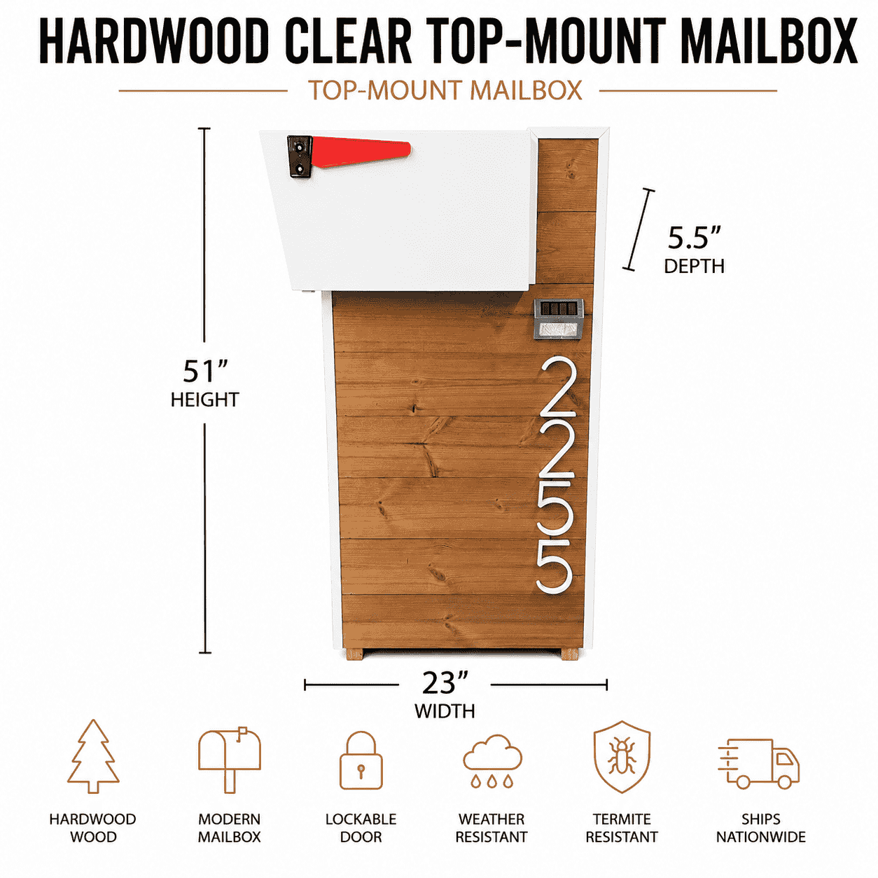 Buzón de Madera Dura Natural con Montaje Superior