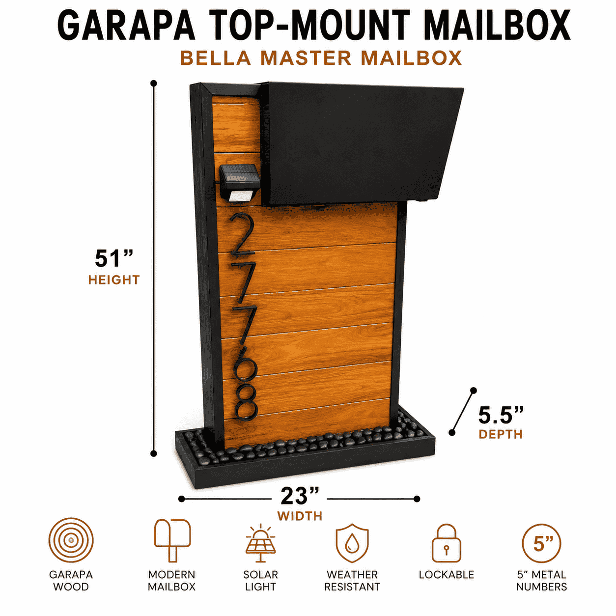 Buzón de Madera Dura de Jatobá con Montaje Superior