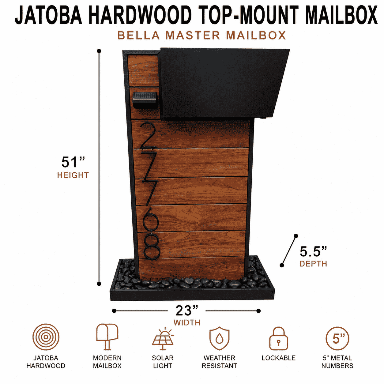Buzón de Madera Dura de Jatobá con Montaje Superior