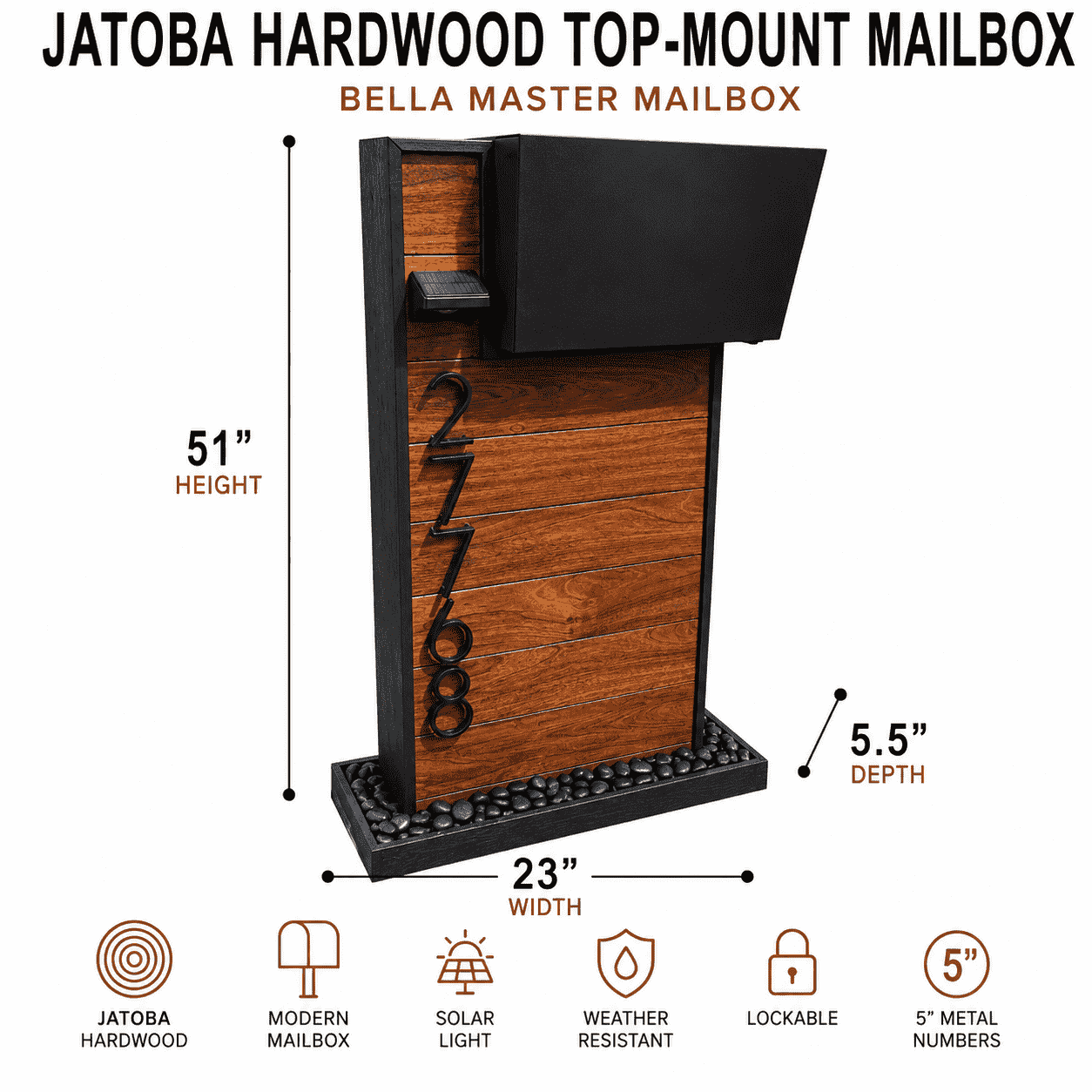 Buzón de Madera Dura de Jatobá con Montaje Superior