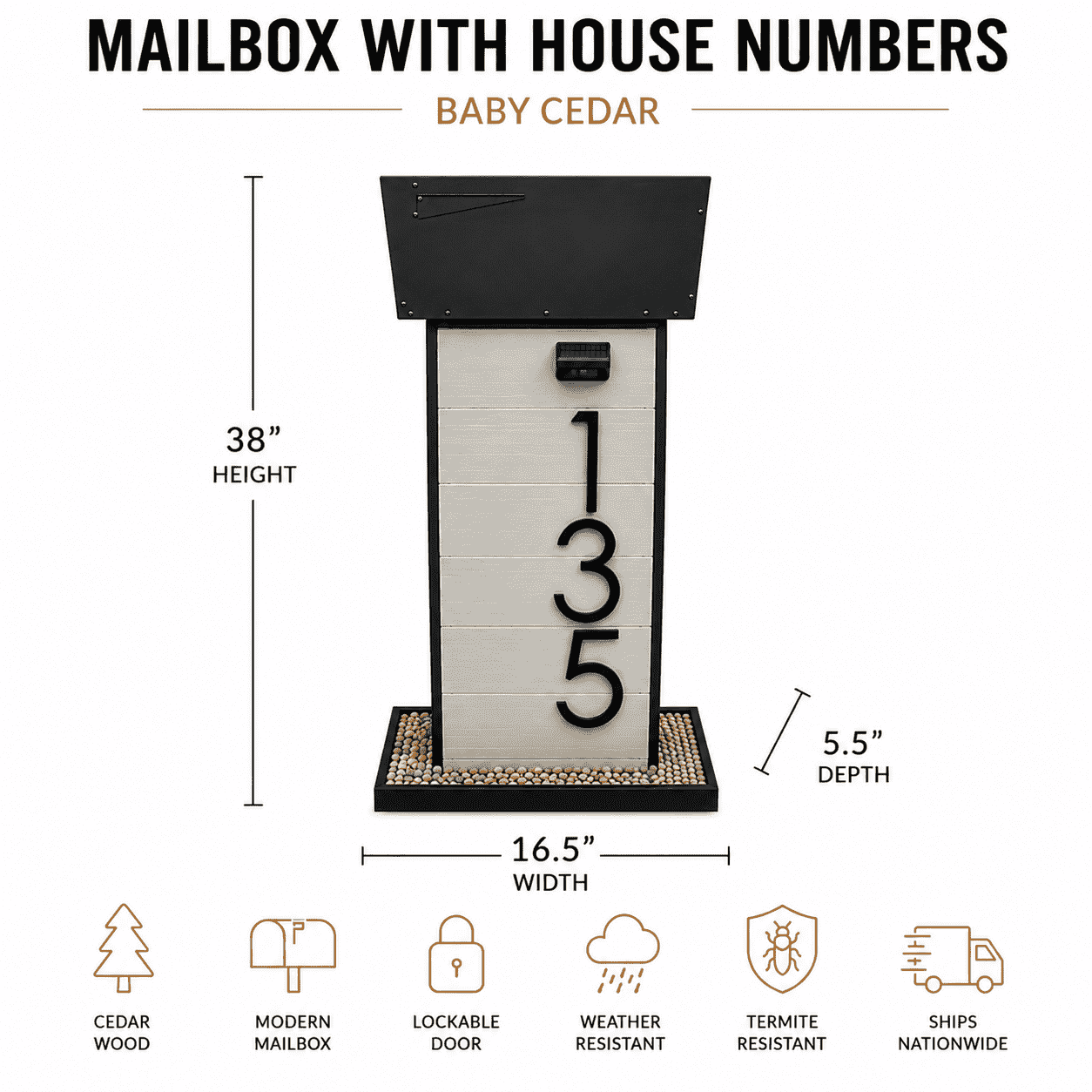 Mailbox With House Numbers Baby Cedar
