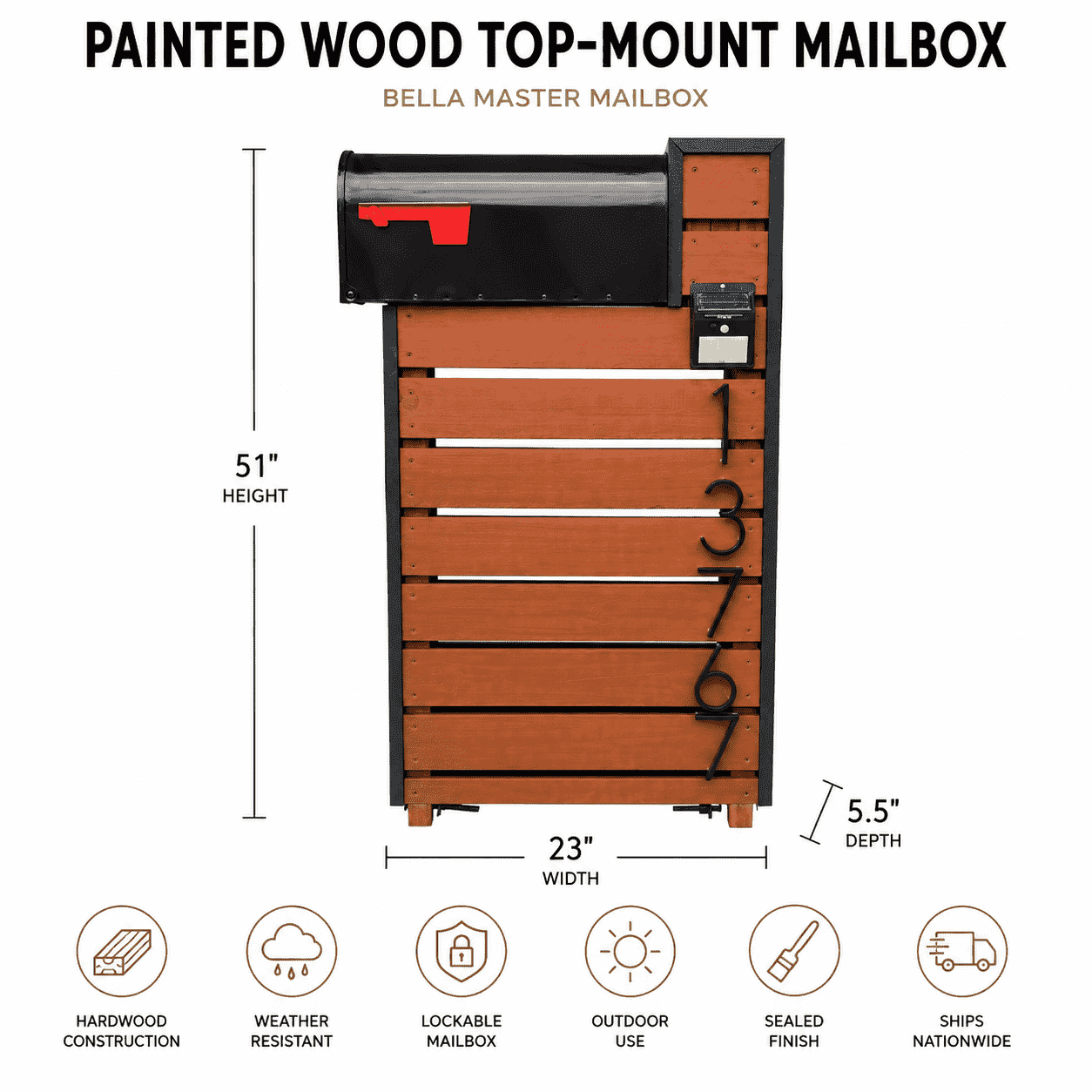 Buzón de Madera Pintada con Montaje Superior