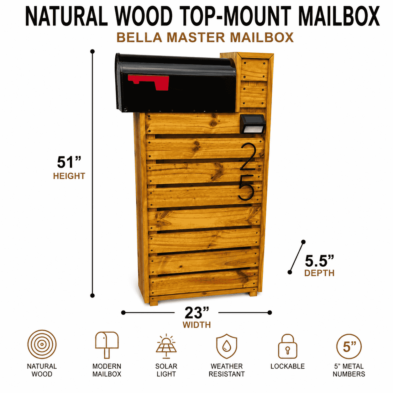 Buzón de Madera Pintada con Montaje Superior