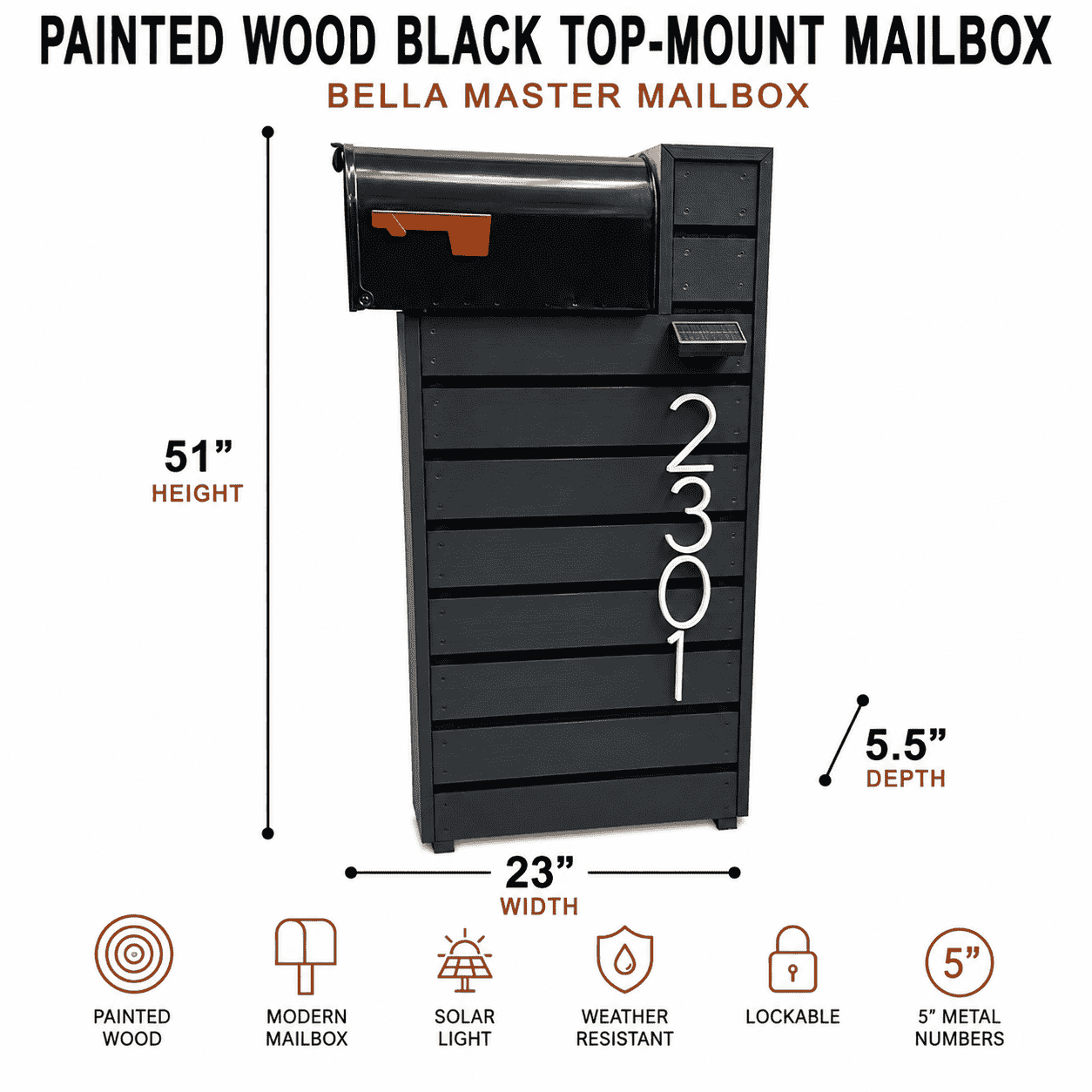 Buzón de Madera Pintada con Montaje Superior