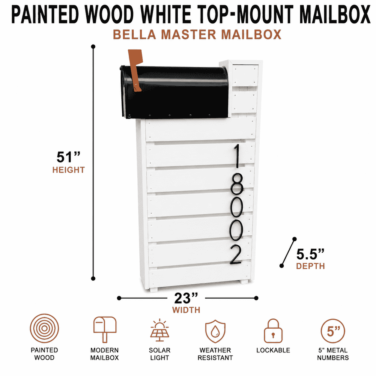 Buzón de Madera Pintada con Montaje Superior