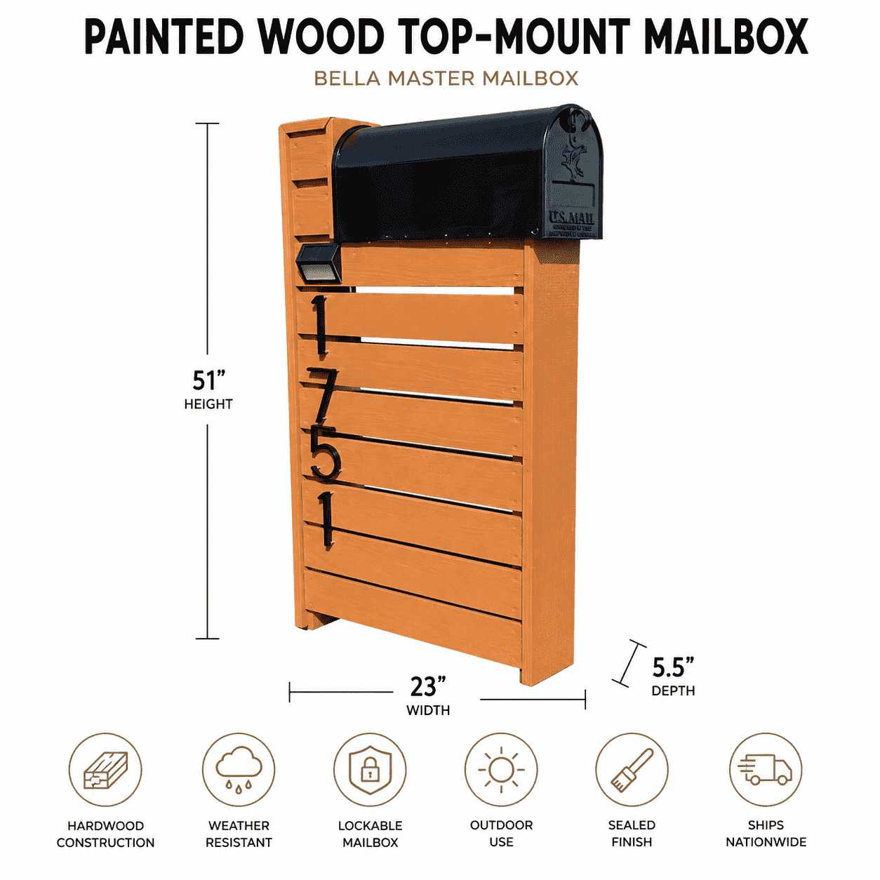 Buzón de Madera Pintada con Montaje Superior