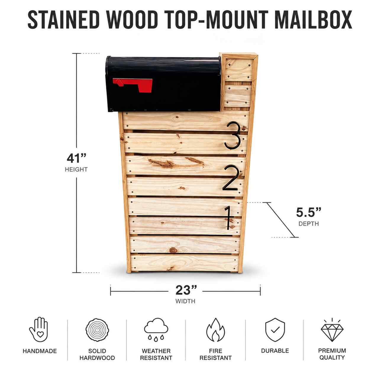 Stained Wood Top-Mount Mailbox