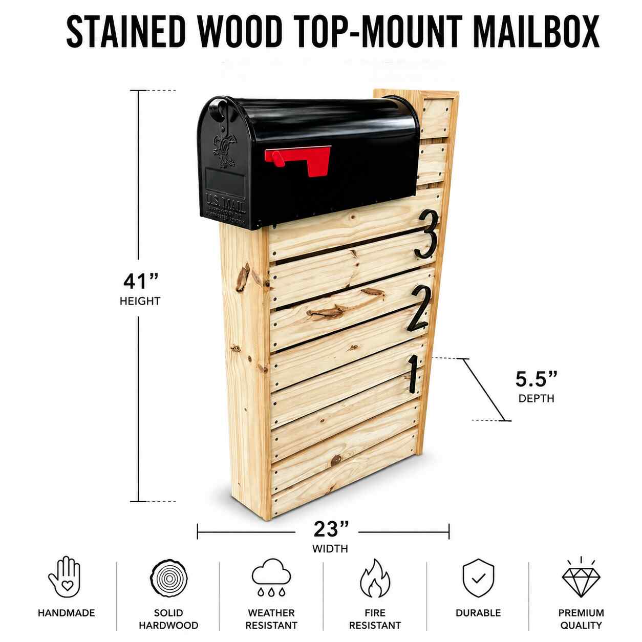 Stained Wood Top-Mount Mailbox