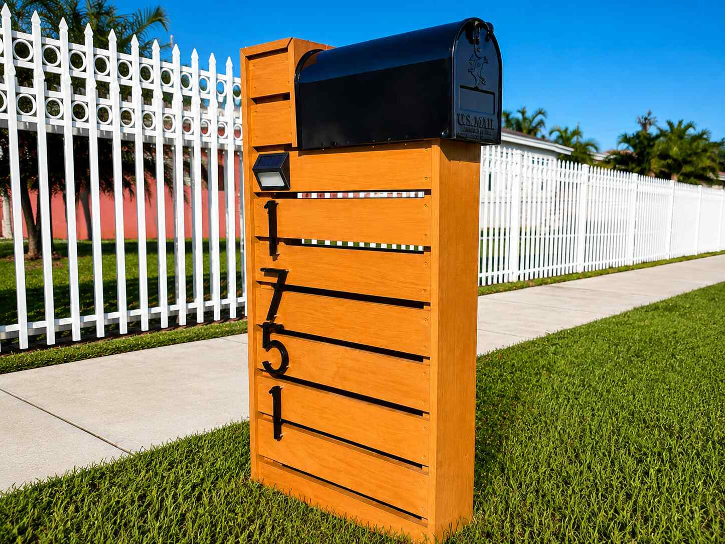 Stained Wood Top-Mount Mailbox