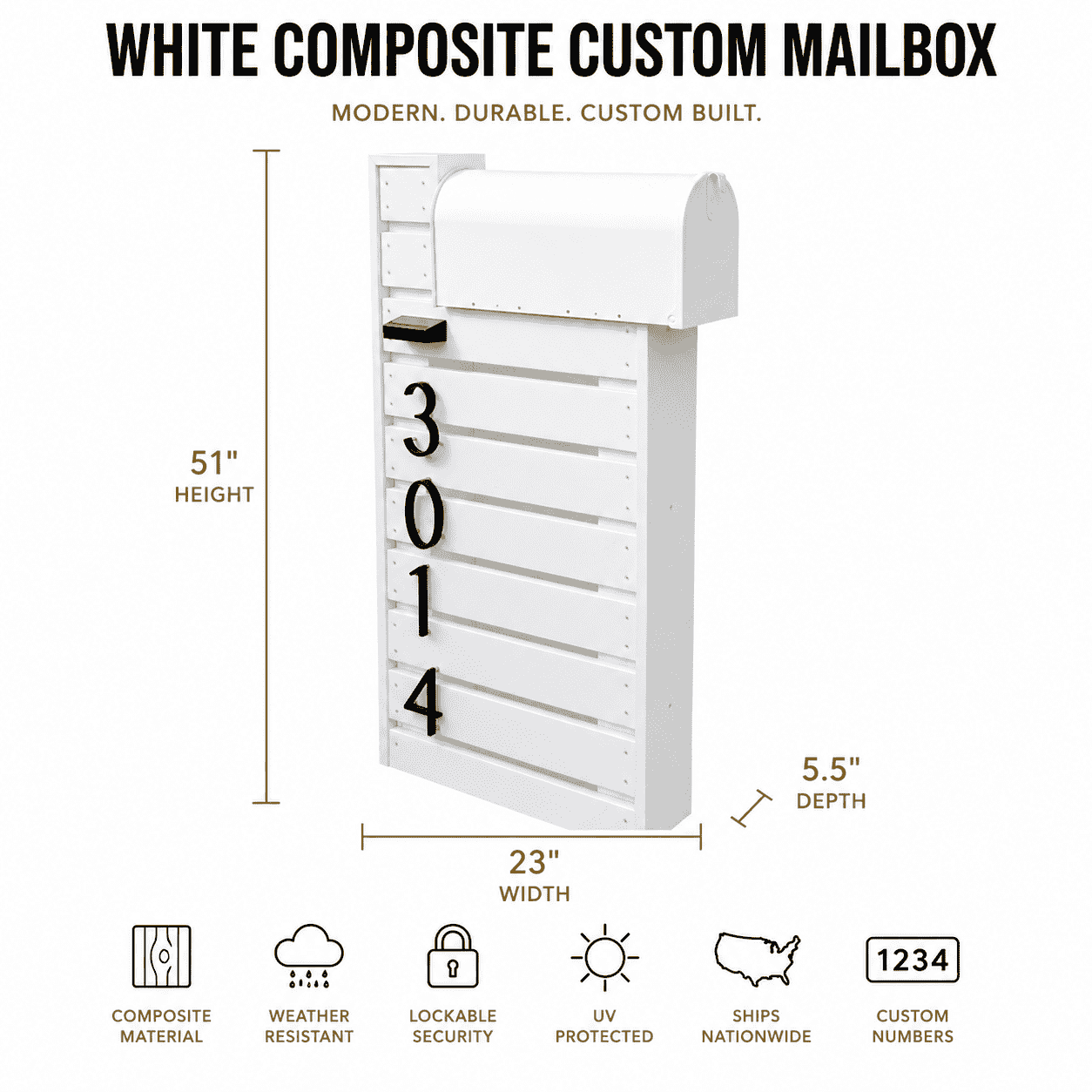 White Composite Custom Mailbox